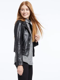 Jakett Washable Leather Moto Jacket 7 Jakett Washable Leather Moto Jacket -Deals Clothing Shop 583J245BLKPRODUCT 02