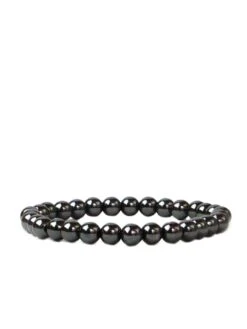 MARLYN SCHIFF 6 MM METAL BEADED STRETCH BRACELET HEMATITE
