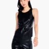 Faux Leather Twist Front Tank BLACK ONYX -Deals Clothing Shop F231043BLXPRODUCT 01