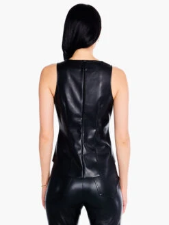 Faux Leather Twist Front Tank BLACK ONYX -Deals Clothing Shop F231043BLXPRODUCT 03