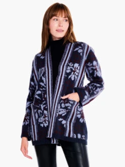 Moody Blooms Cardigan BLUE MULTI