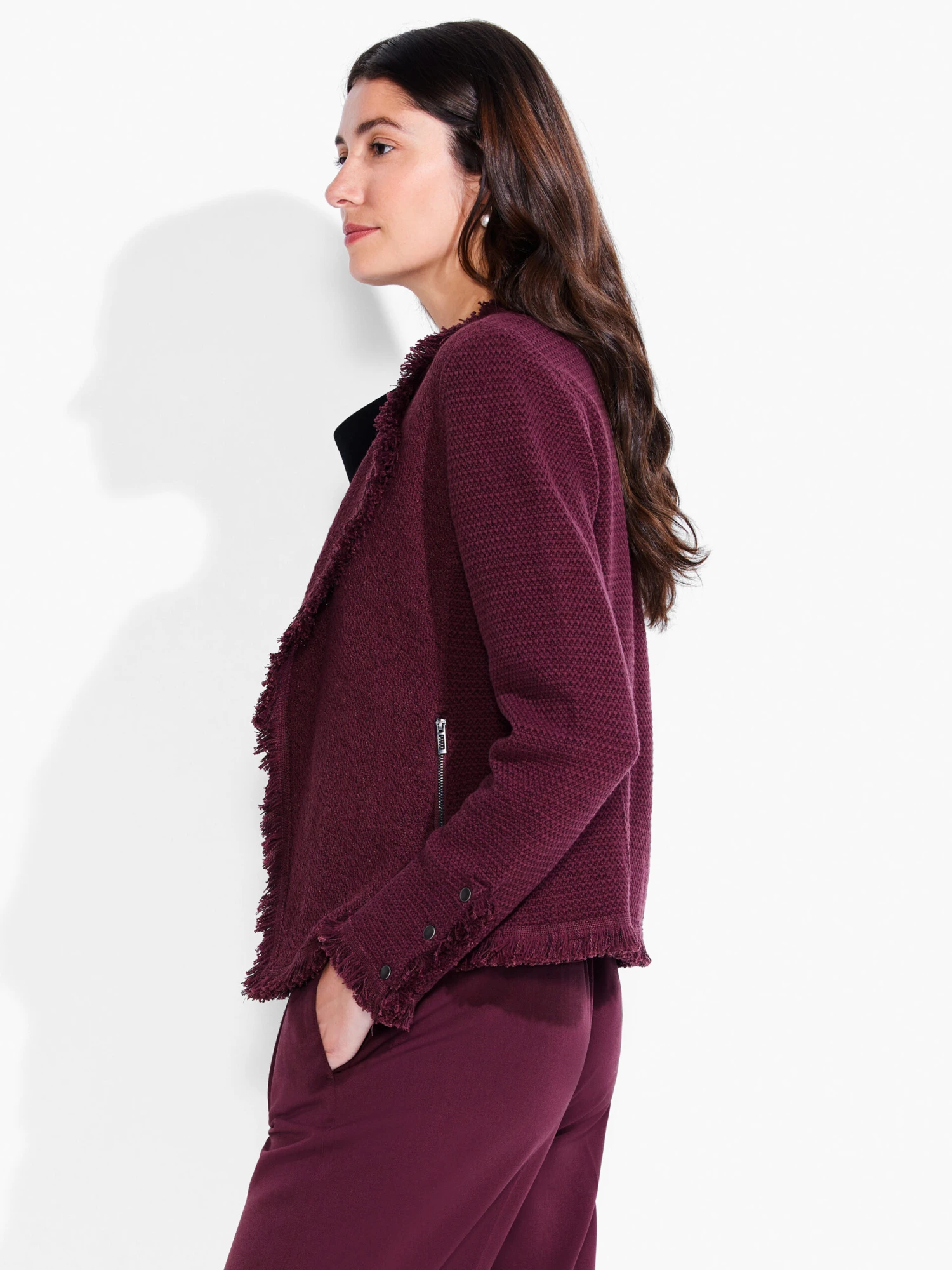 Fringe Mix Knit Jacket REDWOOD 4 Fringe Mix Knit Jacket REDWOOD - Image 2