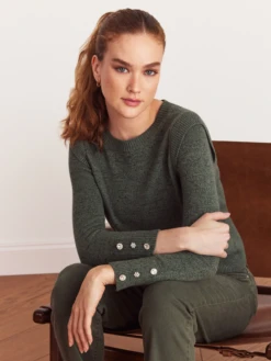 Playful Cuff Sweater GREEN MIX