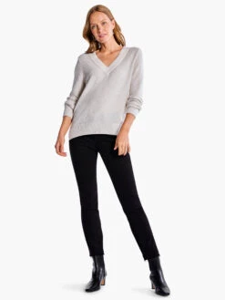 Waffle Stitch V-Neck Sweater CREAM -Deals Clothing Shop F231168CRMPRODUCT 04