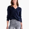 Waffle Stitch V-Neck Sweater DARK INDIGO -Deals Clothing Shop F231168DIDPRODUCT 01