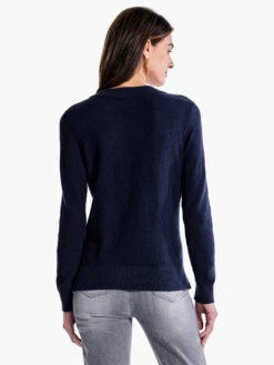 Waffle Stitch V-Neck Sweater DARK INDIGO 8 Waffle Stitch V-Neck Sweater DARK INDIGO -Deals Clothing Shop F231168DIDPRODUCT 03