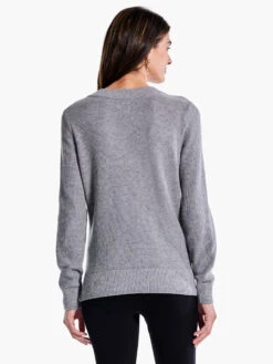 Waffle Stitch V-Neck Sweater MOONWALK -Deals Clothing Shop F231168MKWPRODUCT 03