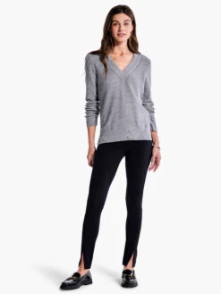 Waffle Stitch V-Neck Sweater MOONWALK -Deals Clothing Shop F231168MKWPRODUCT 04