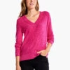 Waffle Stitch V-Neck Sweater SHOCKING PINK -Deals Clothing Shop F231168SKPPRODUCT 01
