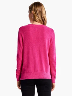 Waffle Stitch V-Neck Sweater SHOCKING PINK -Deals Clothing Shop F231168SKPPRODUCT 03