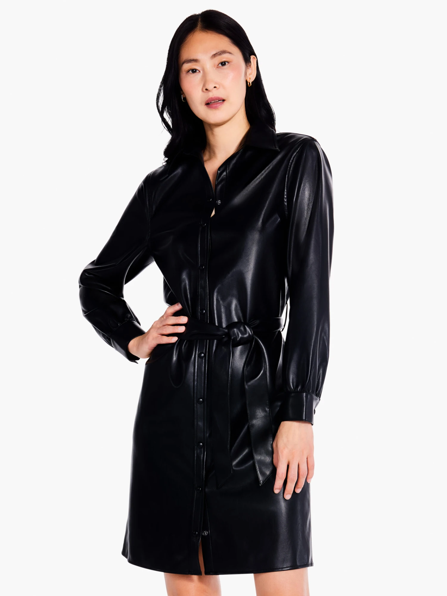 Faux Leather Trench Dress BLACK ONYX 3 Faux Leather Trench Dress BLACK ONYX