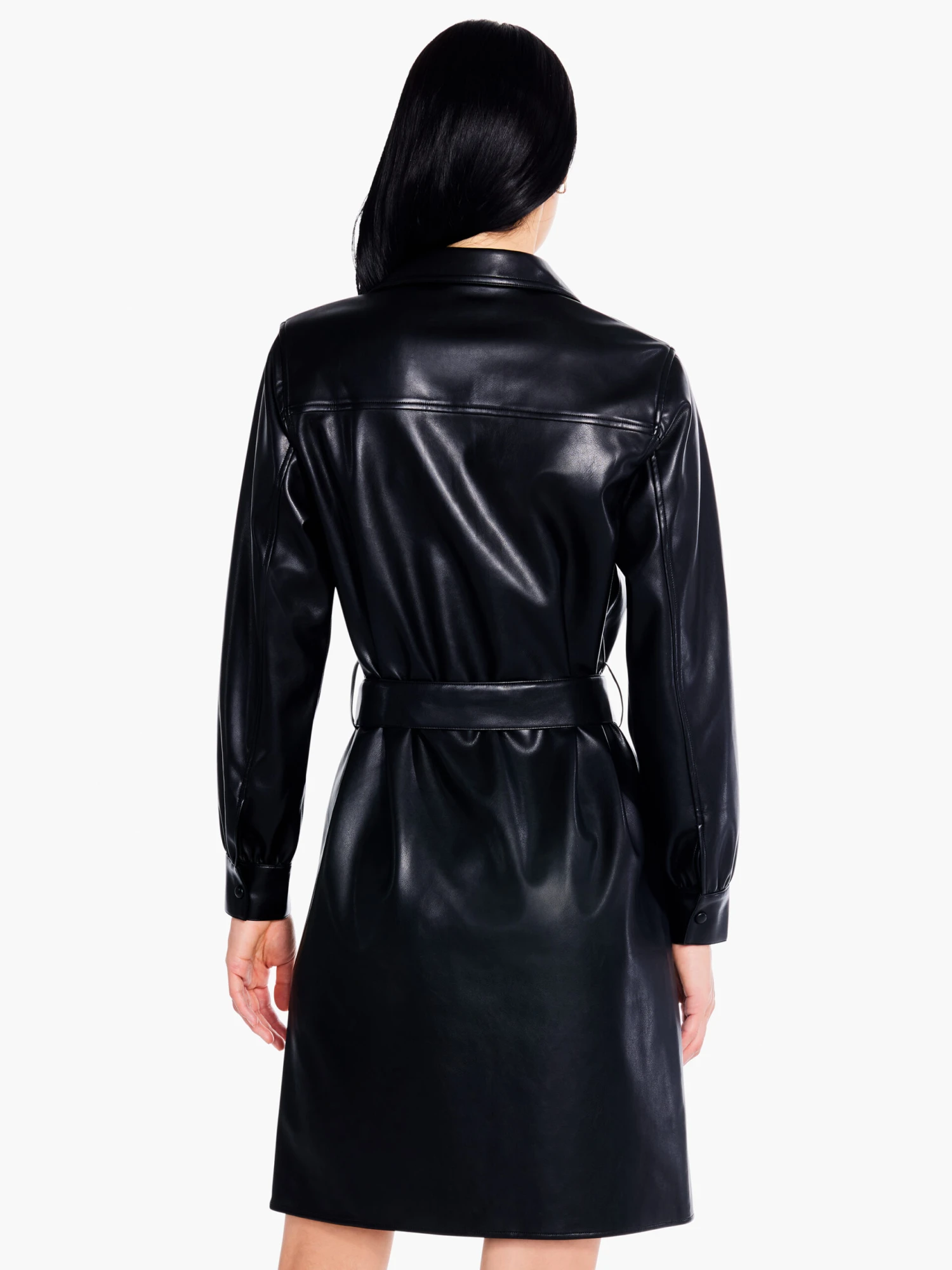 Faux Leather Trench Dress BLACK ONYX 5 Faux Leather Trench Dress BLACK ONYX - Image 3
