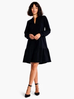 Tiered French Terry Dress BLACK ONYX