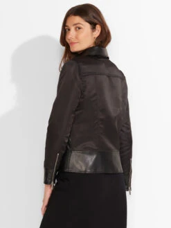 Faux Leather Mix Jacket BLACK ONYX -Deals Clothing Shop F231501BLXPRODUCT 03