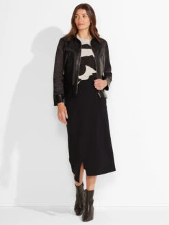 Faux Leather Mix Jacket BLACK ONYX -Deals Clothing Shop F231501BLXPRODUCT 04