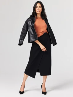 Faux Leather Mix Jacket BLACK ONYX -Deals Clothing Shop F231501BLXPRODUCT 05