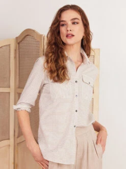 Sleek Striped Shirt NEUTRAL MULTI