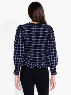 Twilight Plaid Smocked Top BLUE MULTI -Deals Clothing Shop F231644BLTPRODUCT 03