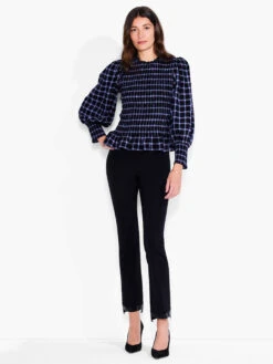 Twilight Plaid Smocked Top BLUE MULTI -Deals Clothing Shop F231644BLTPRODUCT 04