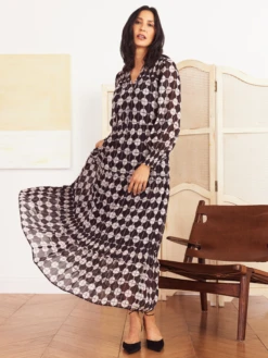 Chiffon Dot Dress BLACK MULTI