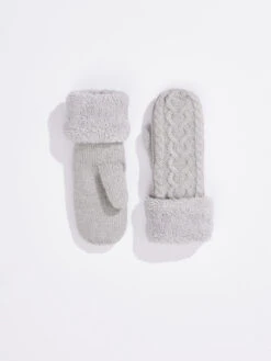 Hat Attack Cable Lined Mitten GREY