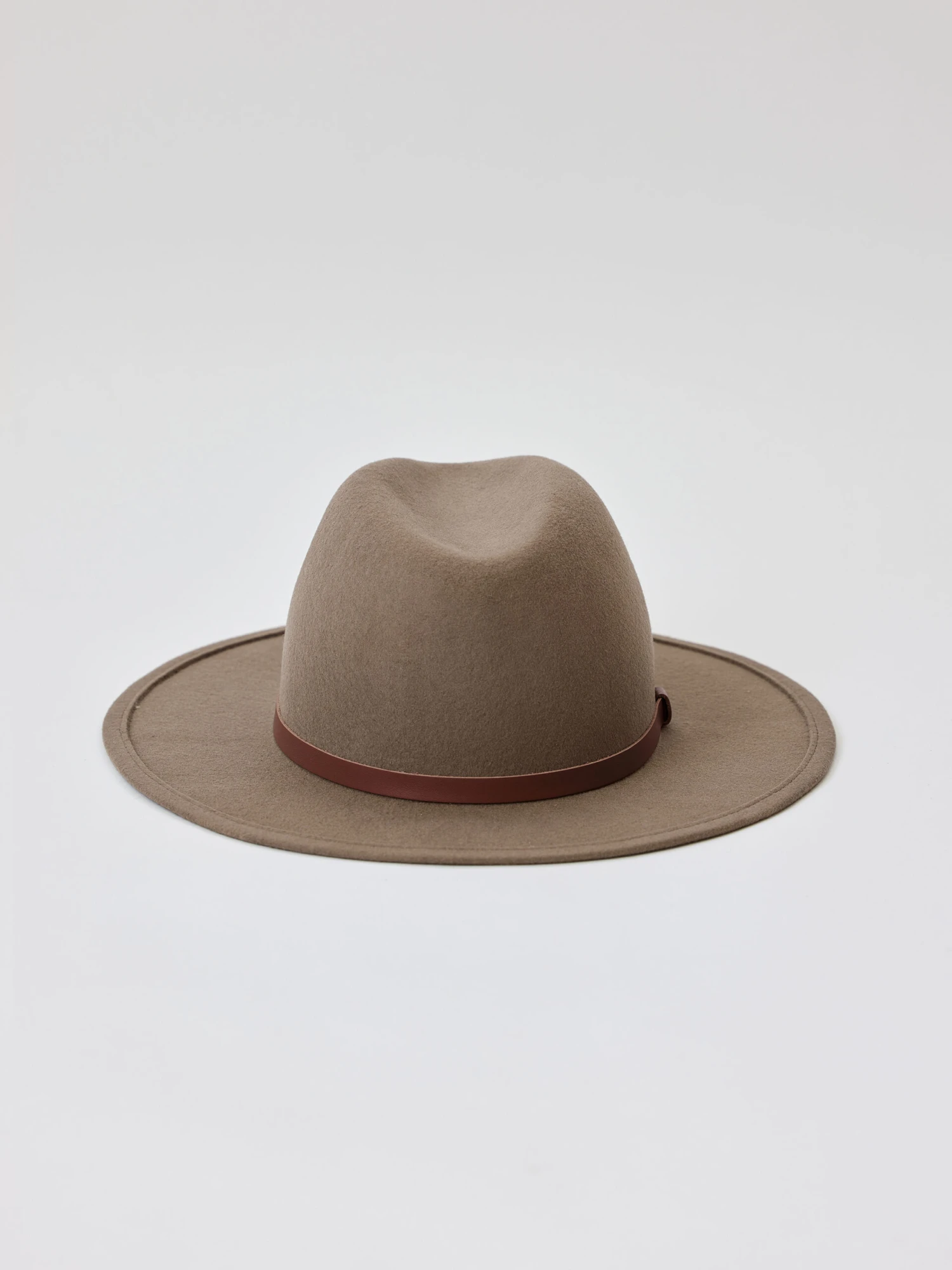 Hat Attack Chelsea Felt Hat With Leather Trim TAUPE 3 Hat Attack Chelsea Felt Hat With Leather Trim TAUPE