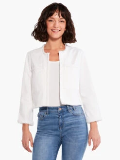 Liverpool - Braided Trim Crop Jacket WHITE