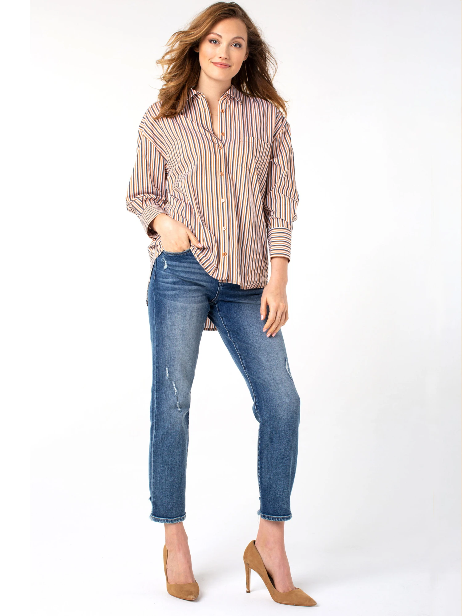 Liverpool - Kennedy Crop Straight W/ Cut Hem MEDIUM WASH 6 Liverpool - Kennedy Crop Straight W/ Cut Hem MEDIUM WASH - Image 4