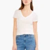 Perfect Knit Rib Short Sleeve V Tee PAPER WHITE -Deals Clothing Shop M231045PWHPRODUCT 01
