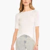 Perfect Knit Rib Elbow Sleeve Boat Neck Tee PAPER WHITE -Deals Clothing Shop M231049PWHPRODUCT 01