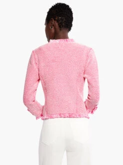 Zig Zag Fringe Mix Knit Jacket SHOCKING PINK -Deals Clothing Shop M231110SKPPRODUCT 03