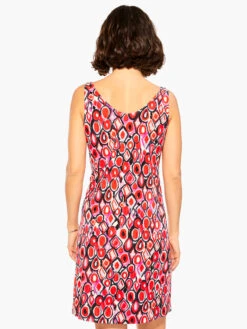 Geo Pane Dress RED MULTI -Deals Clothing Shop M231263REDPRODUCT 03