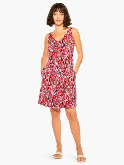 Geo Pane Dress RED MULTI -Deals Clothing Shop M231263REDPRODUCT 04