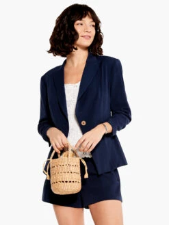 Scrunch Sleeve Avenue Jacket DARK INDIGO -Deals Clothing Shop M231502DIDPRODUCT 01