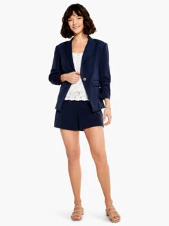 Scrunch Sleeve Avenue Jacket DARK INDIGO -Deals Clothing Shop M231502DIDPRODUCT 04