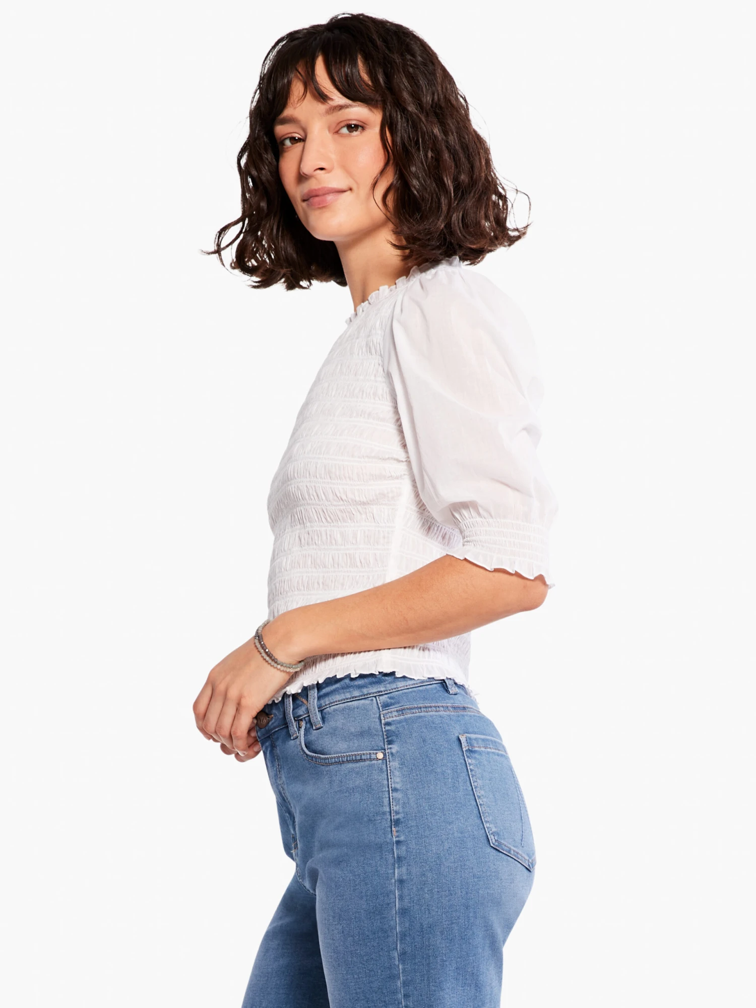 Cotton Lawn Smocked Top PAPER WHITE 5 Cotton Lawn Smocked Top PAPER WHITE - Image 3