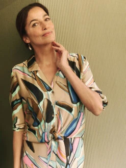 Banana Leaves Top AQUA MULTI