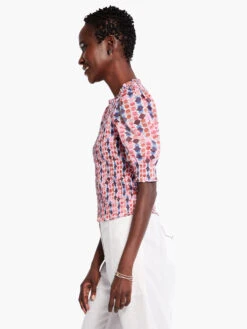 Geo Dots Smocked Top PINK MULTI -Deals Clothing Shop M231640PKMPRODUCT 02