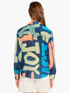 Love Art Joy Crinkle Shirt INDIGO MULTI -Deals Clothing Shop M231643IMIPRODUCT 03