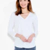 NZT 3/4 Sleeve Roll V Tee PAPER WHITE 1 NZT 3/4 Sleeve Roll V Tee PAPER WHITE -Deals Clothing Shop NZTESS1069PWHPRODUCT 01