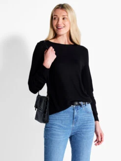 NZT Sweet Dreams Ruched Sleeve Crew Neck -Deals Clothing Shop NZTF232037BLXPRODUCT 01