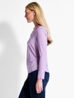 NZT Long Sleeve V-Neck Ruched Tee 7 NZT Long Sleeve V-Neck Ruched Tee -Deals Clothing Shop NZTF232062CLLPRODUCT 02