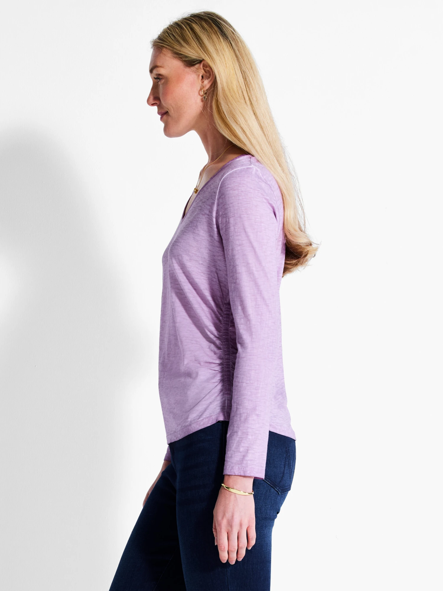 NZT Long Sleeve V-Neck Ruched Tee 4 NZT Long Sleeve V-Neck Ruched Tee - Image 2