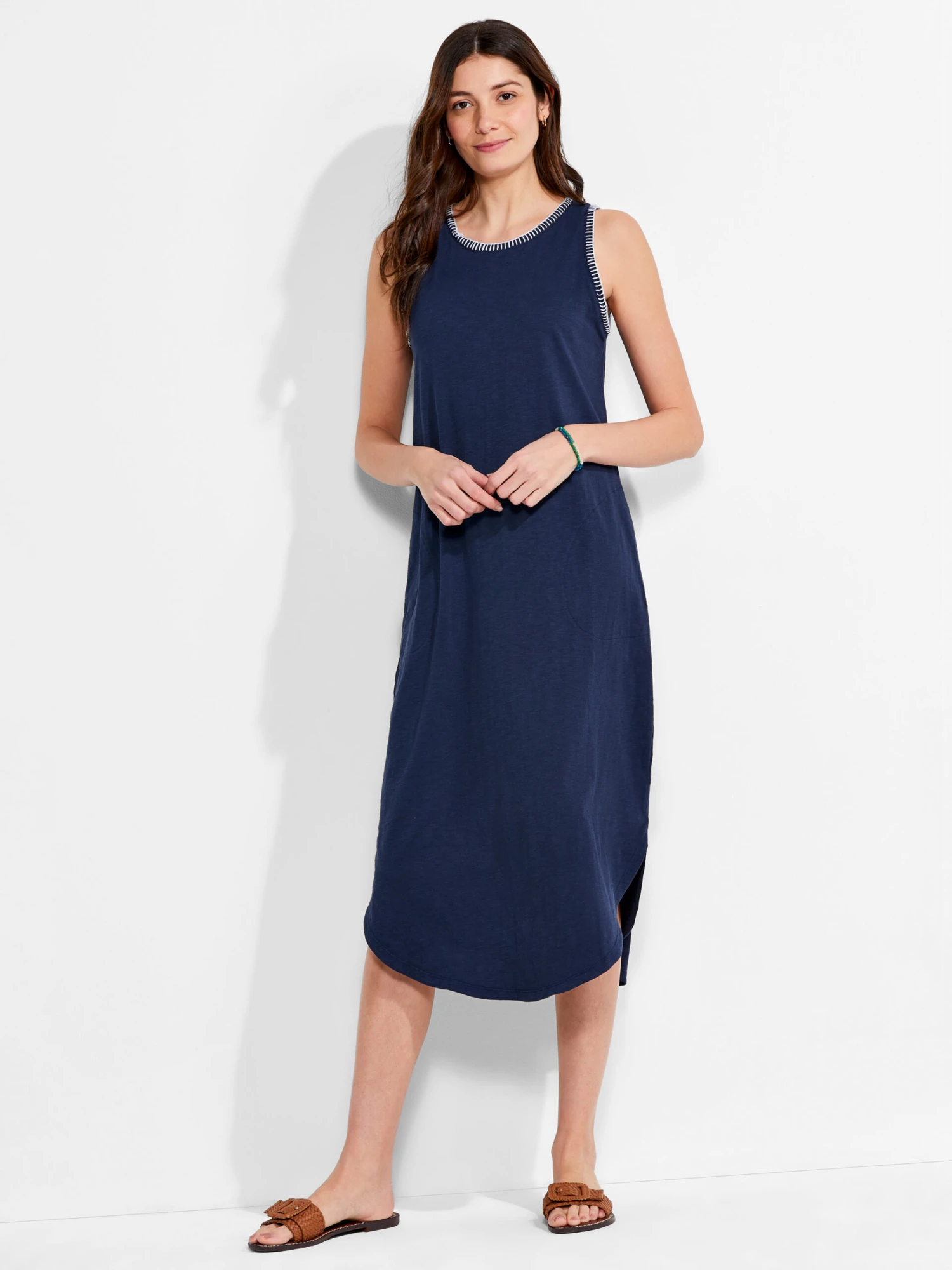 NZT Scoop Neck Stitch Tank Dress DARK INDIGO MULTI 3 NZT Scoop Neck Stitch Tank Dress DARK INDIGO MULTI