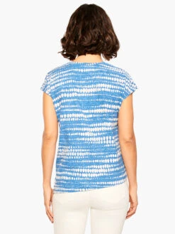 NZT Dotty Lines Short Sleeve Crew Assymetrical Tee BLUE MULTI -Deals Clothing Shop NZTM232024BLTPRODUCT 03