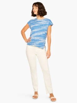 NZT Dotty Lines Short Sleeve Crew Assymetrical Tee BLUE MULTI -Deals Clothing Shop NZTM232024BLTPRODUCT 04