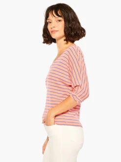 NZT Elbow Sleeve V Striped Tee ORANGE MULTI -Deals Clothing Shop NZTM232027ORMPRODUCT 02