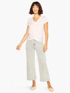 NZT Short Sleeve Knotted V Tee PAPER WHITE -Deals Clothing Shop NZTM232028PWHPRODUCT 04