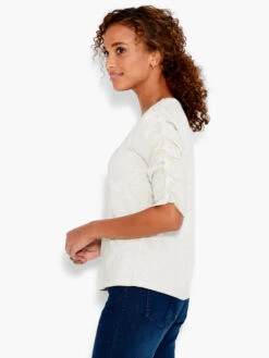 NZT Ruched Elbow Sleeve Split Neck 7 NZT Ruched Elbow Sleeve Split Neck -Deals Clothing Shop NZTS231026CBSPRODUCT 02