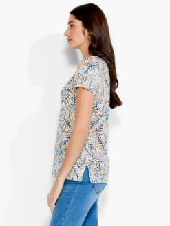 NZT Palm Short Sleeve V Tee ORANGE MULTI -Deals Clothing Shop NZTS231039ORMPRODUCT 02